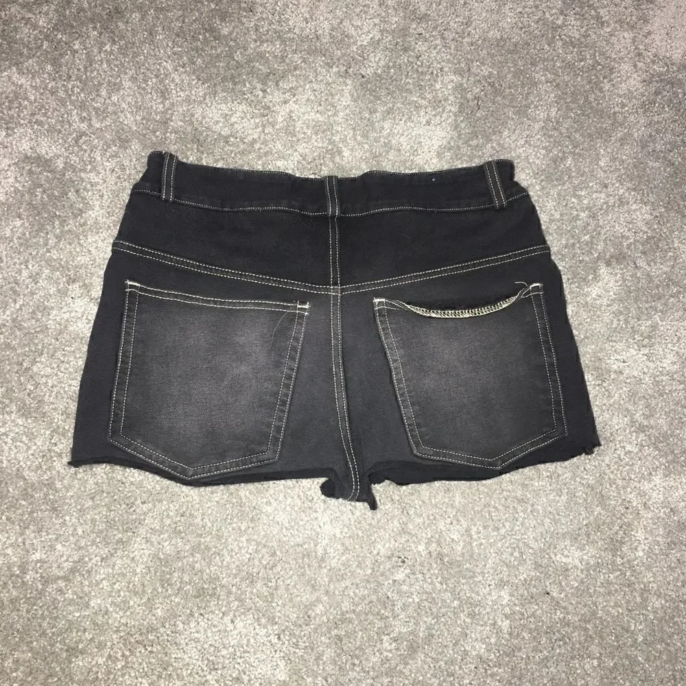 Juniors size 6 mini denim charcoal shorts festival summer vacation vintage